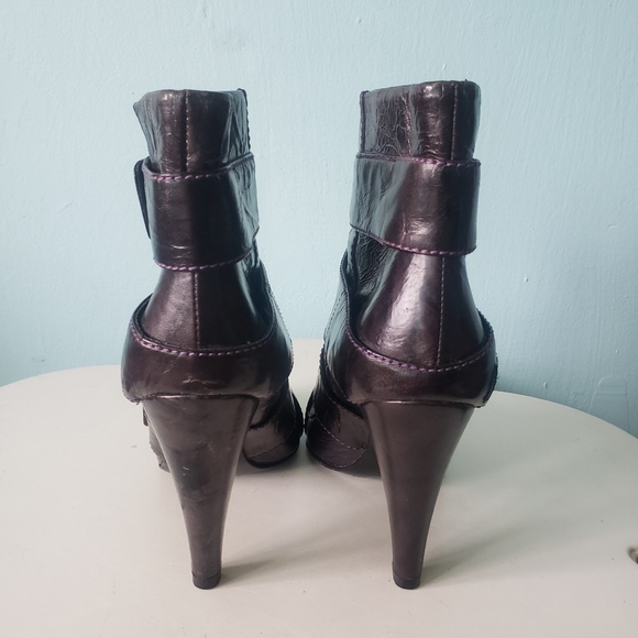 vintage Y2K strappy booties heels boots shoes Miss Sixty contrast stitch rave S - Picture 6 of 10